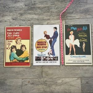 Set of three 11x17 Marilyn Monroe movie posters